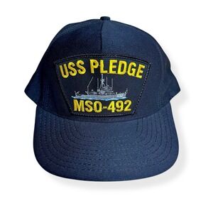 VTG USS Pledge MSO-492‎ Battleship Military Snapback Trucker Hat Navy Cap USA